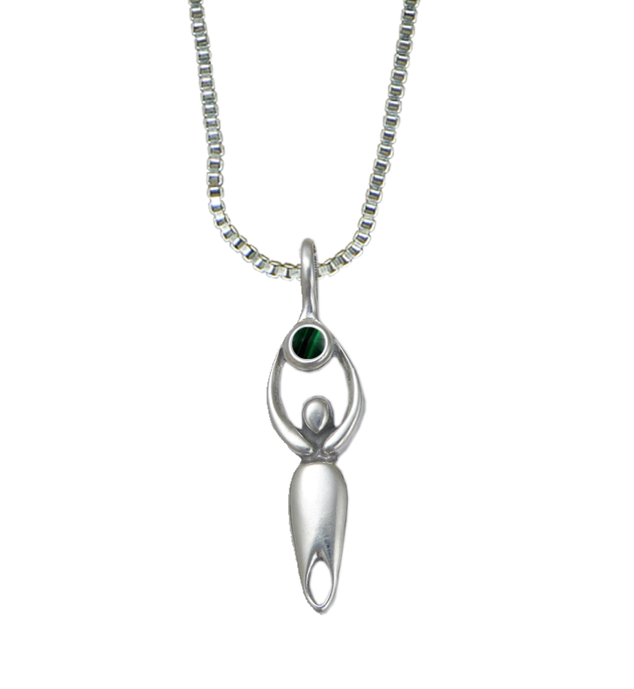 Sterling Silver Essential Goddess Pendant With Malachite